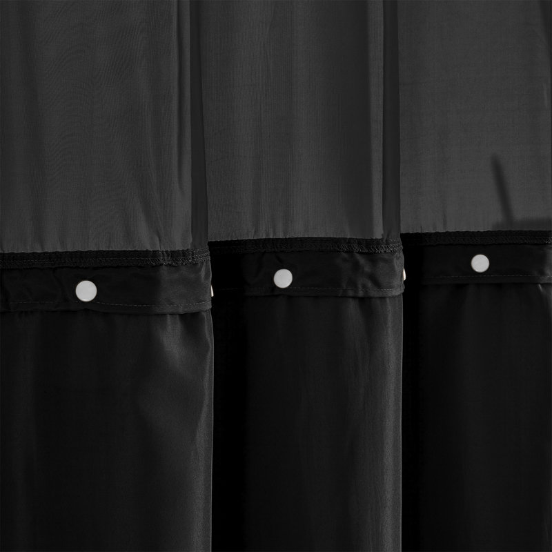 Cotton Blend Honeycomb Waffle Shower Curtain With Snap-In Liner, 78" H x 71" W, Black