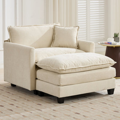 Schmucker 42'' W Oversized Accent Chair, Deep Seat Chenille Cloud Sofa Chair With Ottoman