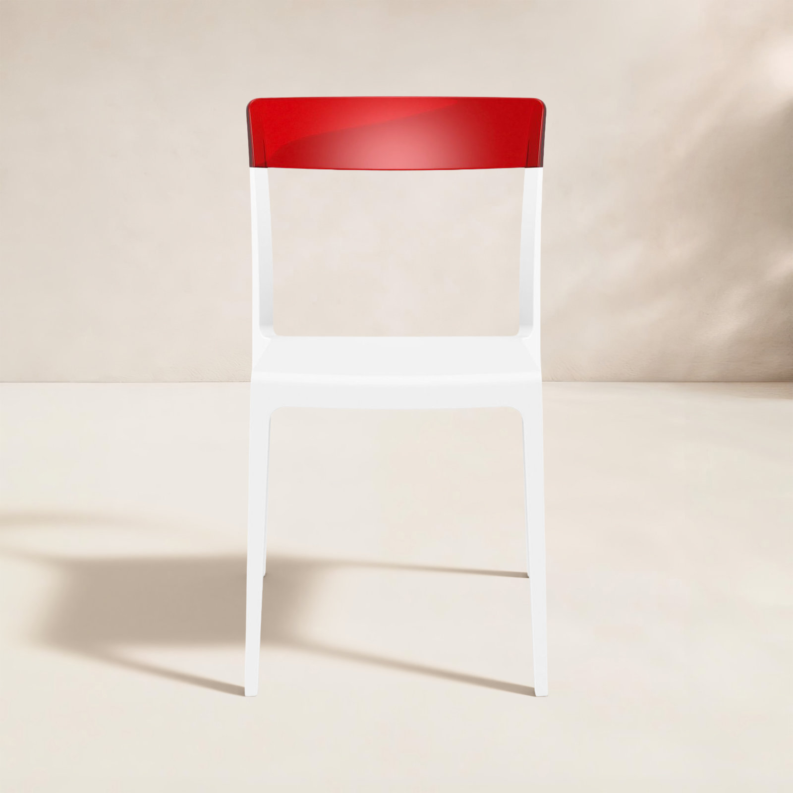 Kliebert Stackable Patio Side Chair, White/Transparent Red