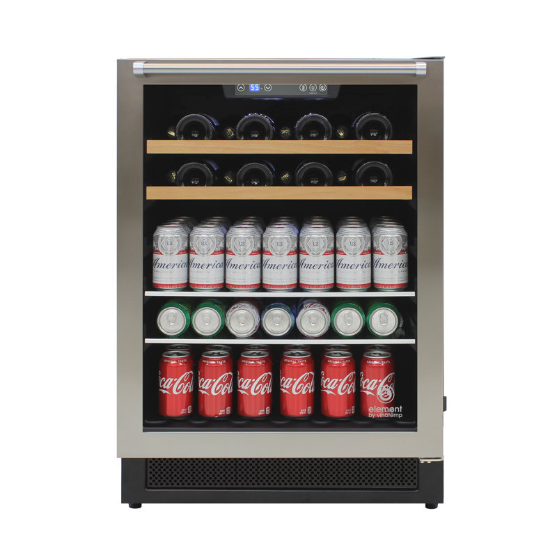 Stainless Steel 24-Inch Wine and Beverage Cooler with Interior Lighting