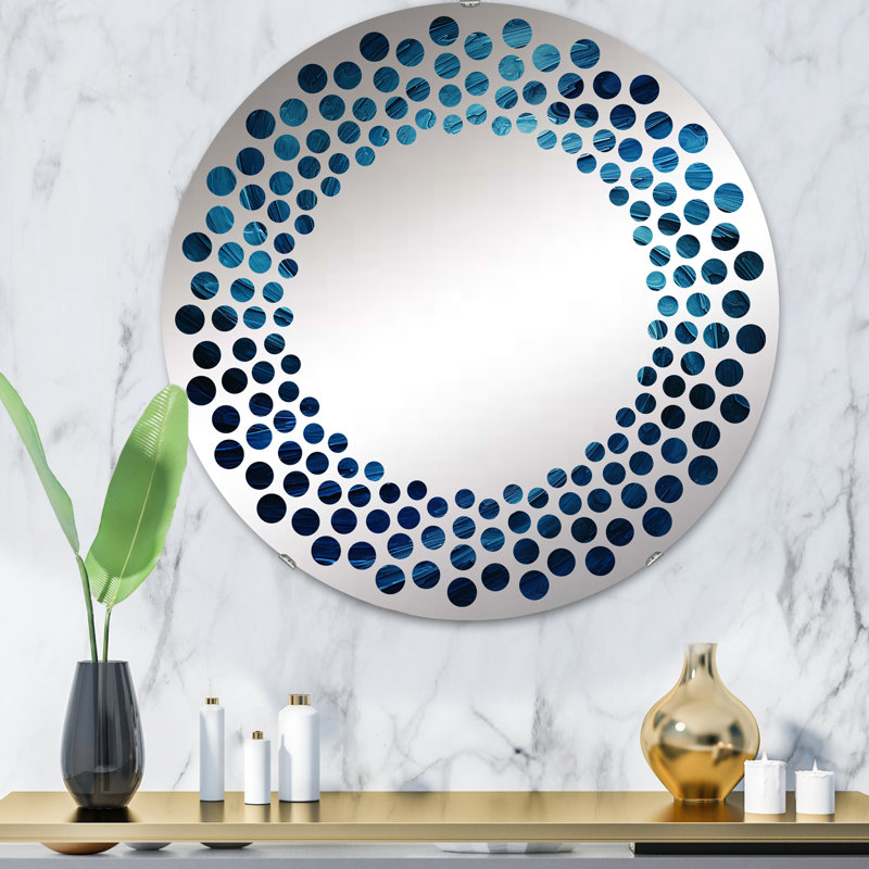 Hafiza Circle Mirror, 23.6" x 23.6", Blue Swirl I 