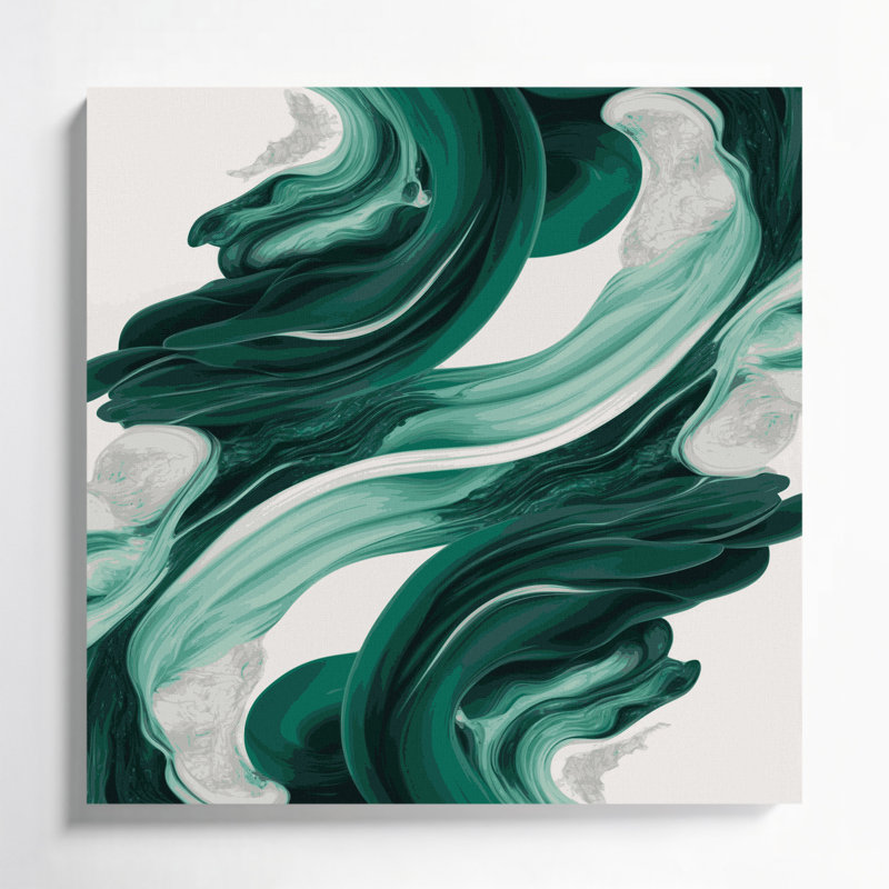 «Abstract Landscape 44», art mural sur toile verte, H 8 po x l 8 po