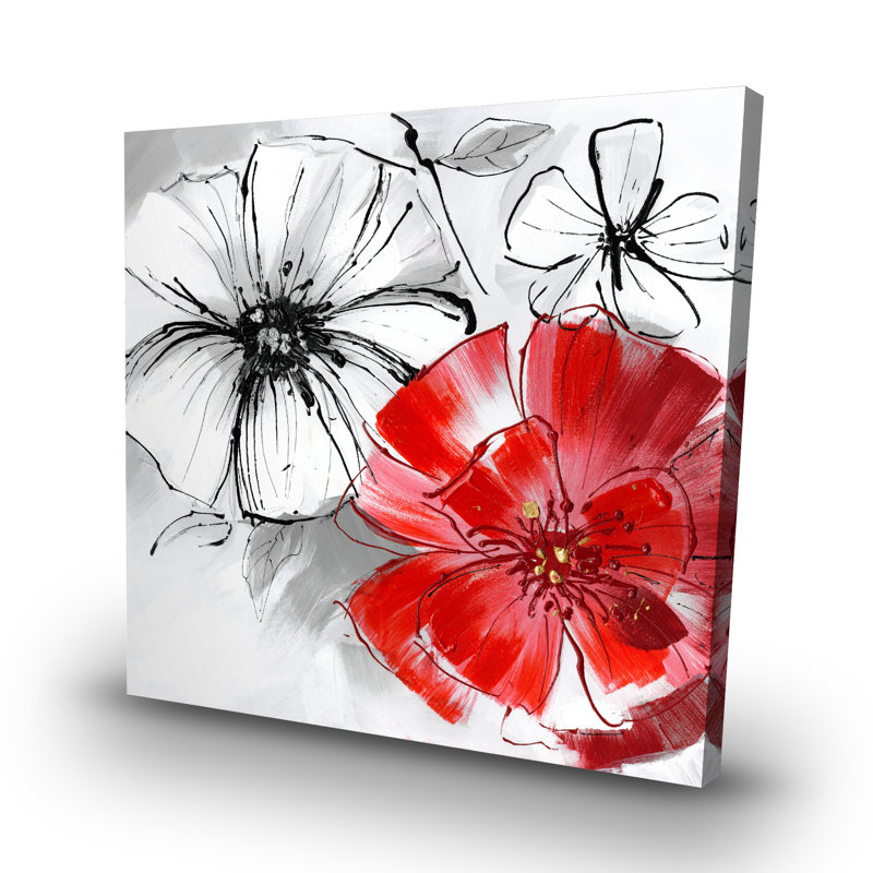 flowers sketch - 32"x32" art on canvas