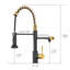 Robinet d'évier de cuisine - robinet d'eau potable avec filtre rétractable en noir et or-1578964040