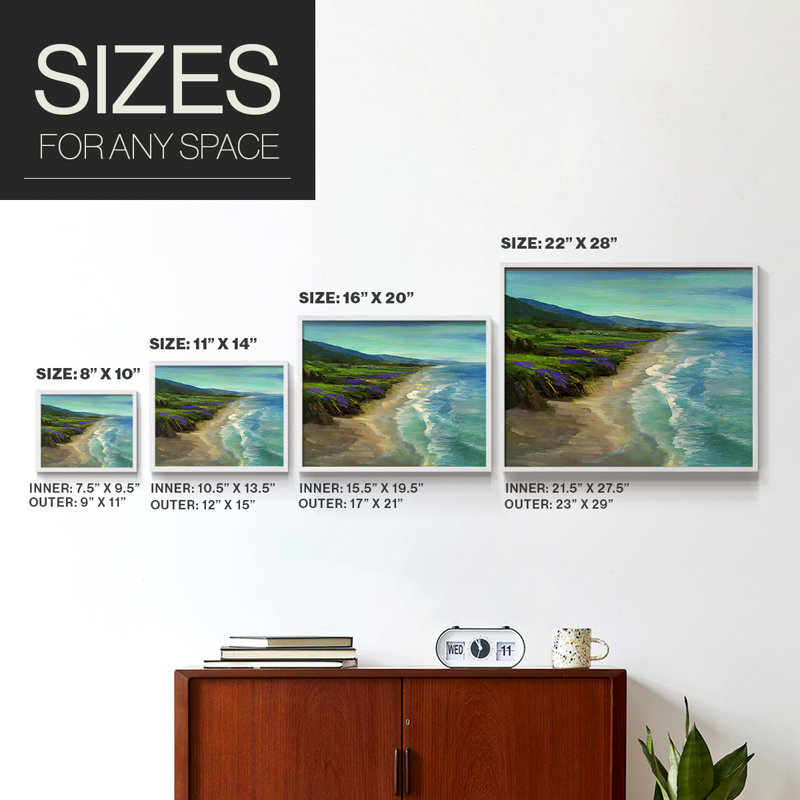 Montara Beach -Framed Print - Restickable, H 16 po x l 20 po, Blanc