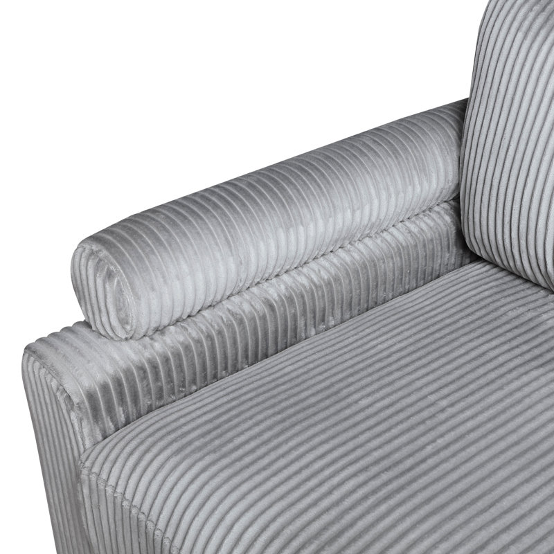 Gray Corduroy 6Pc Modular Living Room Sectional - 2 Armless Chairs, 3 Corner Seats, 1 , Pocket Coils & Black Legs 6 In Upholstery 100%