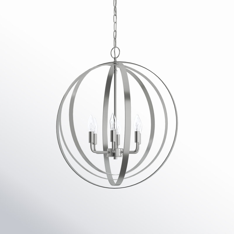Lustre globe unique à 6 lumières Cueva, Nickel brossé