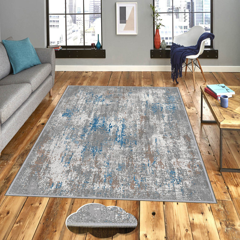 Luxurious Woven Area Rug, 5.9 x 9.2 ft, 100% Polyester, Antibacterial | Non-Slip PVC Felt Dot Underside, 0.3 in Pile Height | Machine Washable, 3D Digital Print, Perfect for Living Room & Bedroom Décor