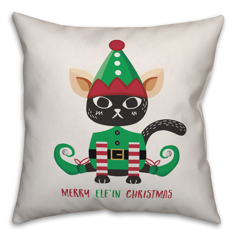  Housse de coussin Merry Elfin Christmas, 18 po x 18 po