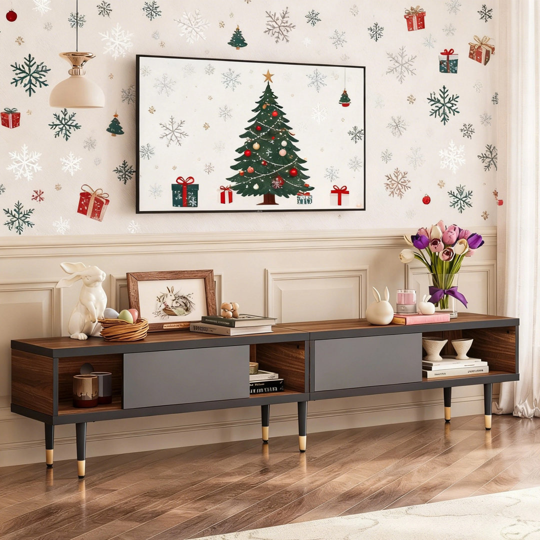 Kruszewski 80" Corner TV Stand with Media Console for TVs up to 85" For Living Room, with Storage Mercer41 