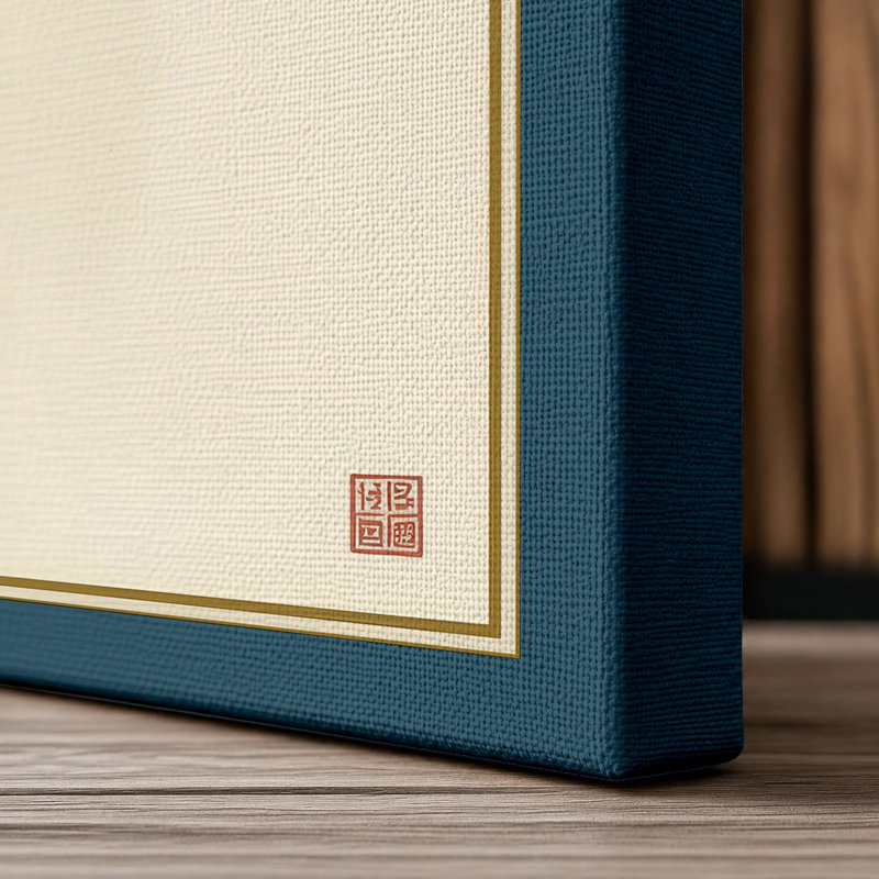 Bamboo in Ink Japandi - Wrapped Canvas, 18x12 - 45.7 x 30.5 cm, Teal Border