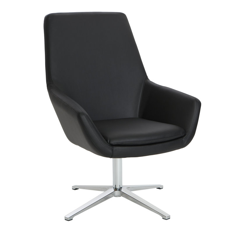Chaise de réception l 27 po avec structure en métal Minhtri, Aluminium poli, Noir