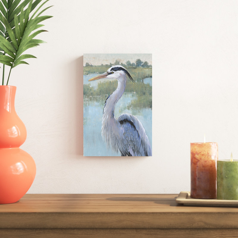 «Blue Heron Portrait I» par Timothy O 'Toole - peinture sur toile tendue, H 36 po x l 24 po, Toile tendue, Sans cadre