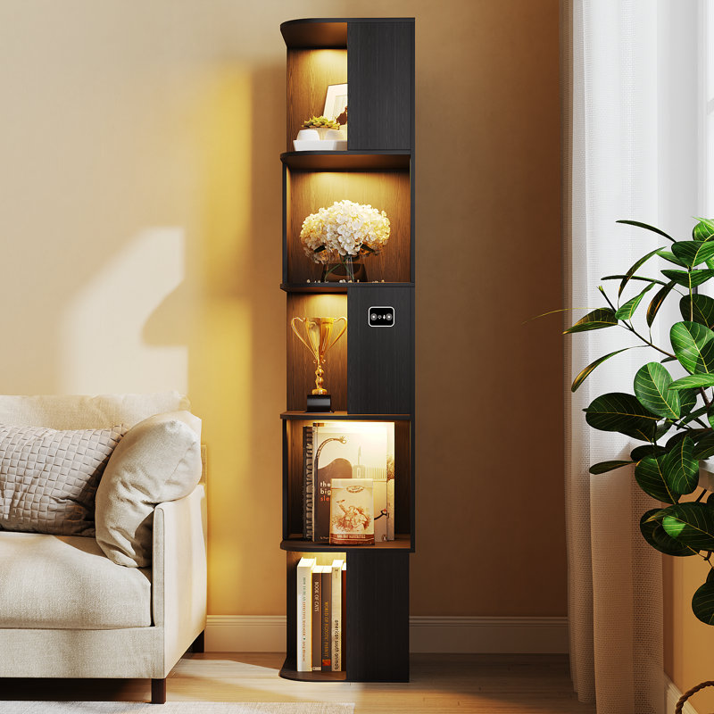 64.8"H, Modern Storage 5-Tier Bookshelf, Black