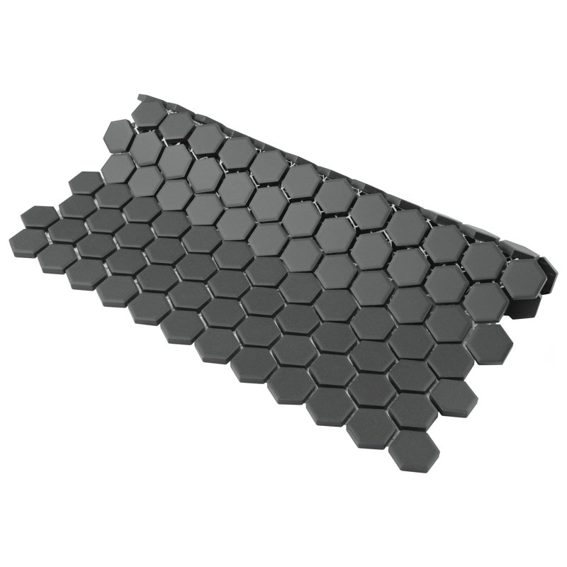 Metropolis 1" Hex Unglazed Black 10-1/4" x 12" Porcelain Mosaic Floor and Wall Tile