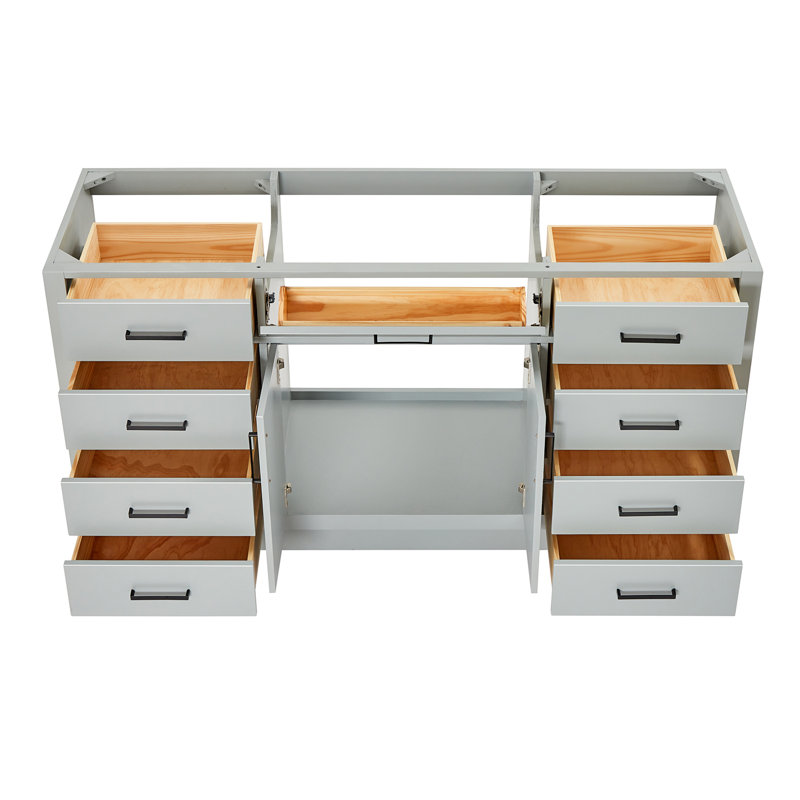Hepburn 66 Single Bathroom Vanity Base Only, Gray, Matte Black