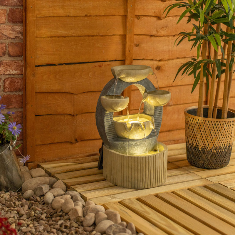 Outdoor Cascade Fountain with Lights