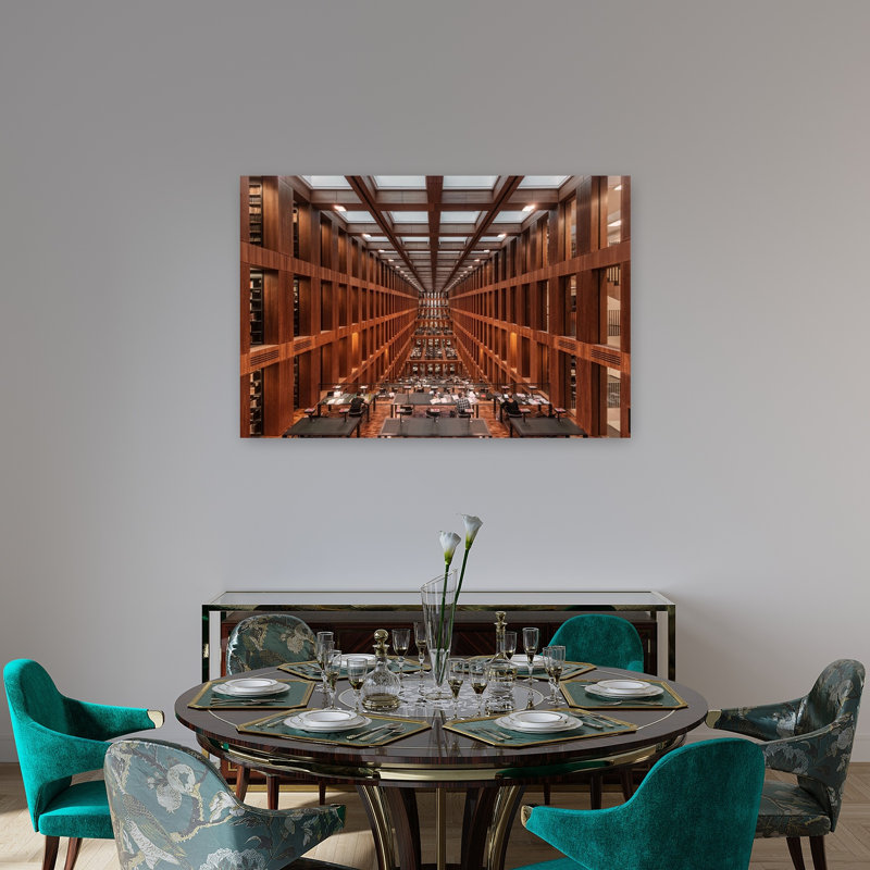 «Grand Modern Library Modern Tranquil Abstract Architecture», reproduction d'art murale, H 32 po x l 48 po