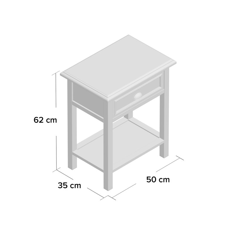 Hopkinton 50cm W Solid Wood Bedside Table