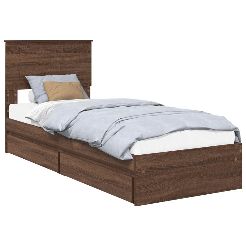 Bed, Brown Oak, Small Single (2'6)