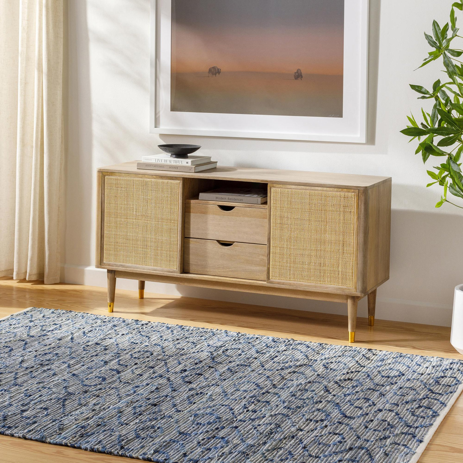 Denyer Hand-Woven Geometric Rug, Rectangle 27" x 45"