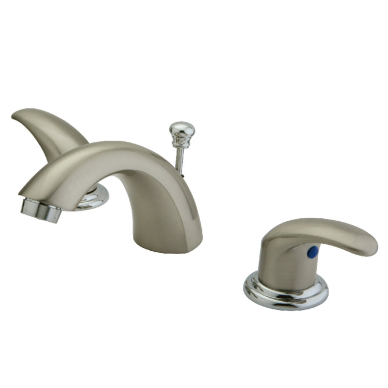 Robinet de salle de bain à large entraxe avec bonde Daytona, Nickel satiné / Chrome poli
