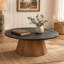 Table basse ronde en bois à piédestal robuste pour salon facile à assembler-363977099