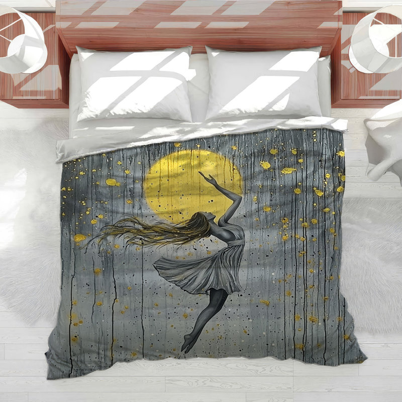 Dancing Silhouette Bedding Abstract Comforter Art Deco, Twin Comforter