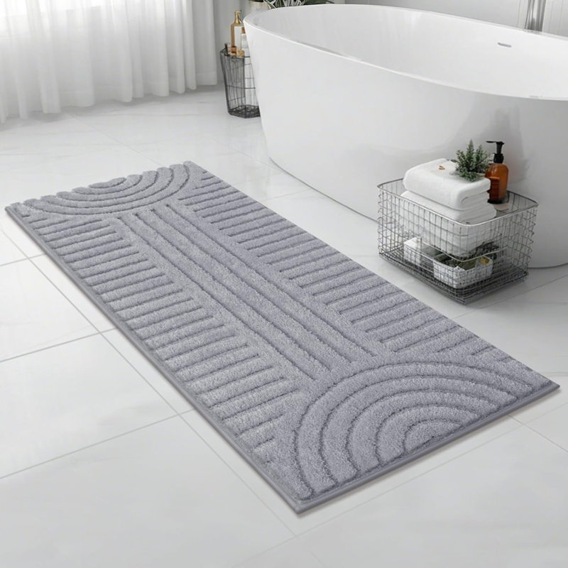 Non Slip Soft Absorbent Bath Mat, Gray, 60" L x 24" W