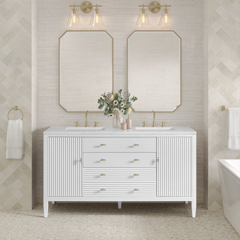 Myrrin 60'' W Double Vanity, Bright White, 8" Widespread, Siberian