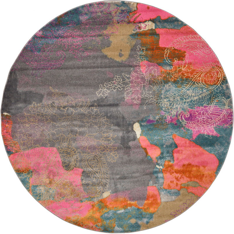 Tapis rose Brinkley, Rond 8 pi