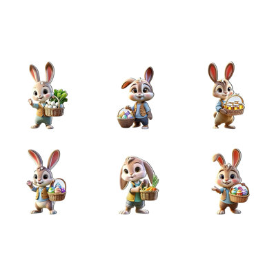 12 Pcs Wooden Easter Egg Cute Bunny Decoration Outdoor Decoration Pendant Home Decoration Without Rope