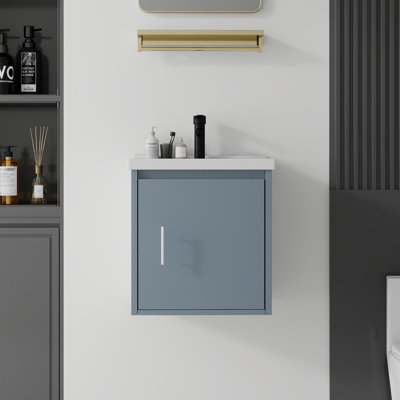 20" Floating Bathroom Vanity Combo, Wall Mounted Cabinet with Sink & Soft-Close Doors for Small Bathrooms