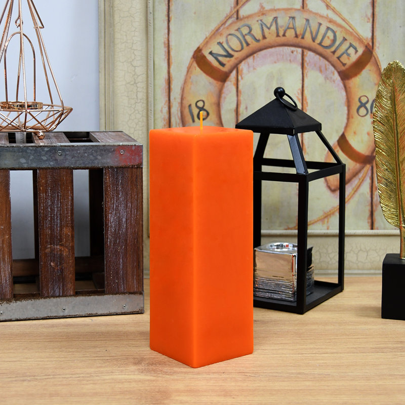 Bougie colonne, Orange, H 9 po x l 3 po x P 3 po, Ensemble de 12