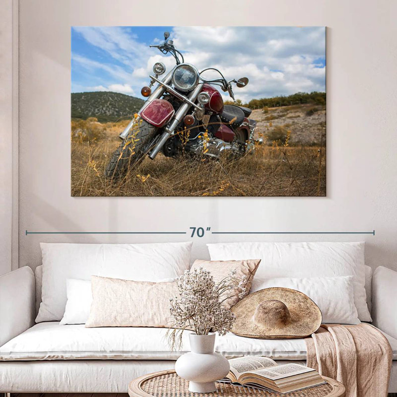 Mehar Parked Classic Motorcycle, 34" H x 51" W