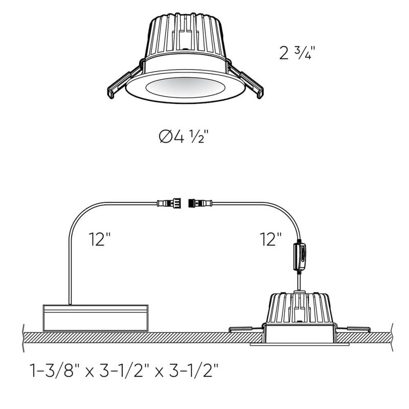 4'' Selectable Color Temperature 15 Watt Dimmable Air-Tight IC Rated LED Canless Recessed Lighting Kit, Black
