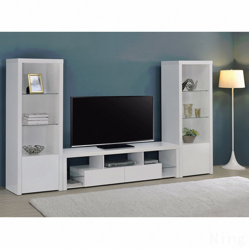 Meuble télé 3 pièces blanc ultrabrillant