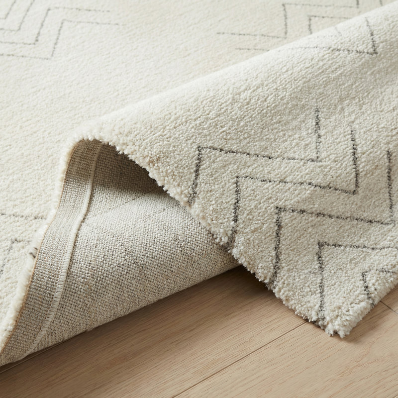 Rug Branch Kiva 8' x 11' (7'10" x 10'10") Beige/Cream Chevron Indoor Area Rug, Modern, Medium Pile, Stain-Resistant Carpet - Living Room, Bedroom, Dining Room, and Kitchen