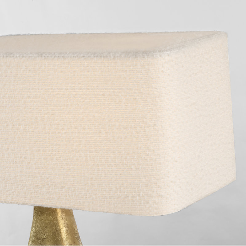 Anne-Marie Barton Terra-Forma 23" Left Table Lamp in Museum Pewter with Boucle Shade, Gold, Brass