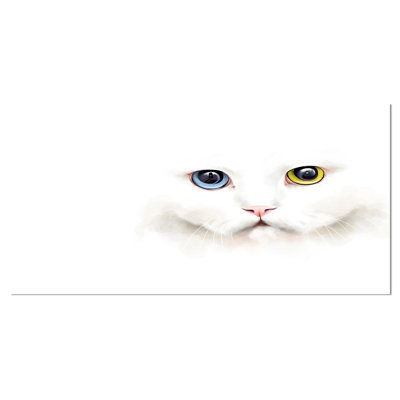 Portrait of Cute White Kitten - Reproduction d'art graphique sur toile tendue