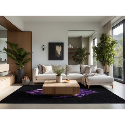 Tapis gris moelleux et moelleux à motif abstrait moderne et contemporain Fiqueroa