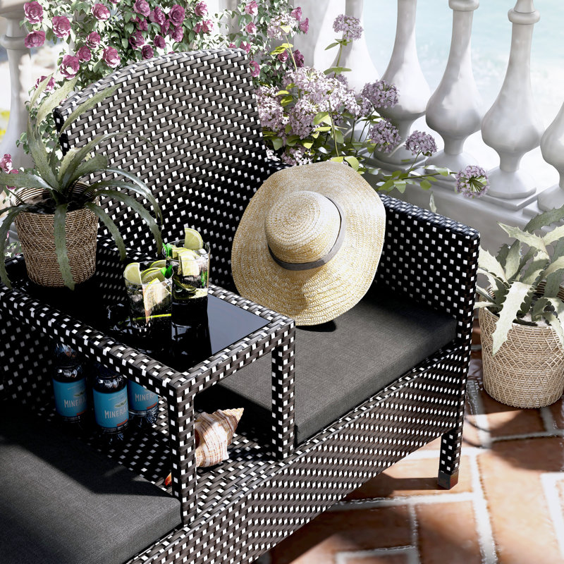 Banc tête-à-tête en osier Tides, Noir