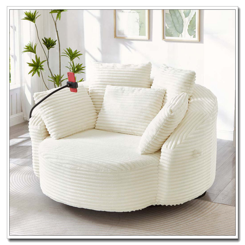 Fauteuil demi-tonneau pivotant à 360 °, Beige