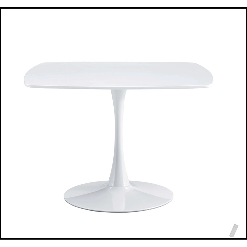 Table de salle à manger Mid-Century, H 28,74 po x L 42,12 po x l 42,12 po, Blanc