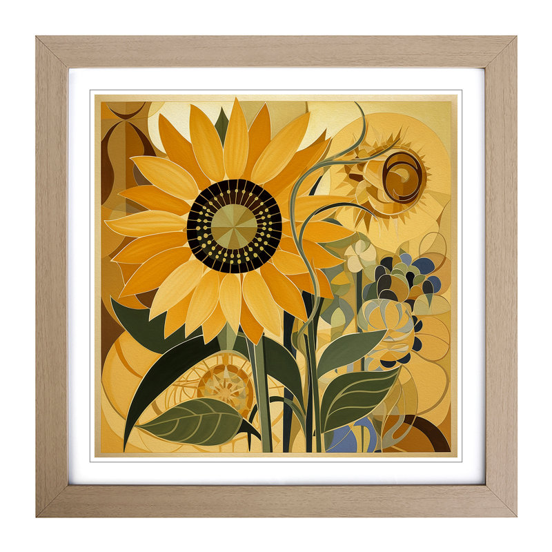 Sunflower Constructivism - Framed Print, Oak