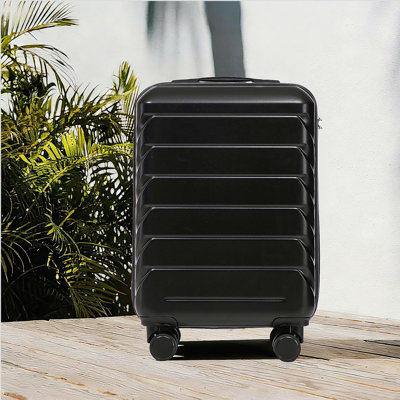 20 Inch ABS Hard Shell Travel Checked Luggage - Scratch Resistant Surface Four Multi-Directional Wheels,  With Combination Lock.(Black)