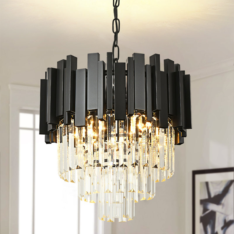 Aaston Chandelier, 4, 135cm H x 39cm W x 39cm D, Black