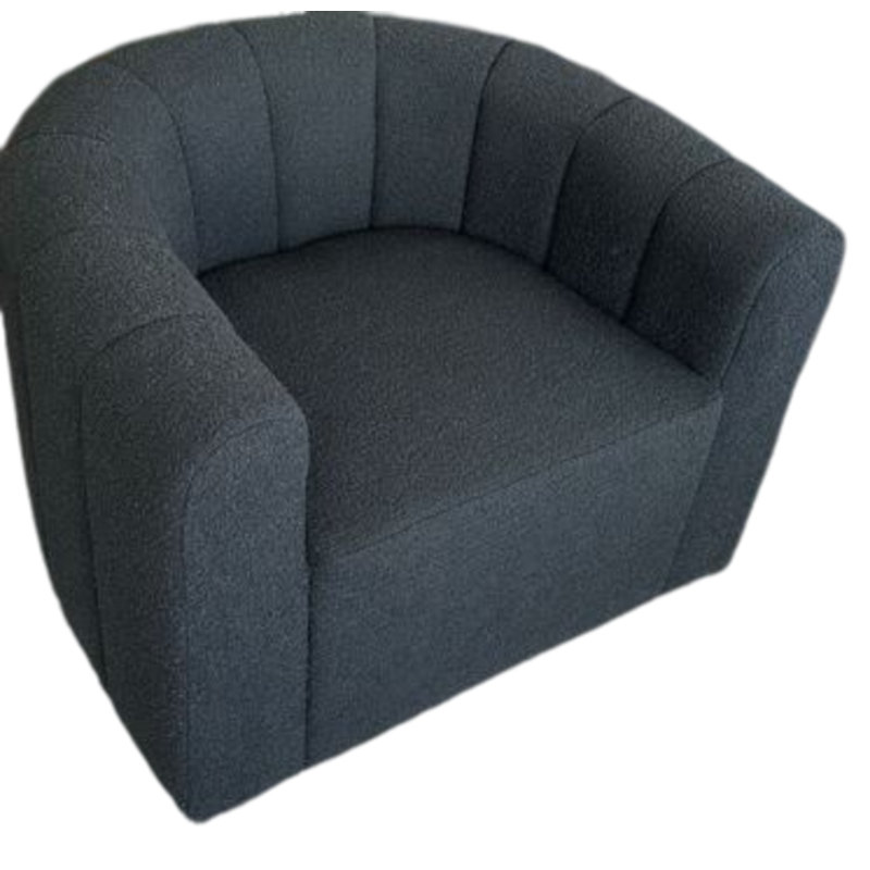 Sijbren Upholstered Swivel Accent Chair, Black Boucle