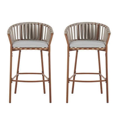 Ensemble de tabourets de bar d'extérieur en métal avec confort résistant aux intempéries