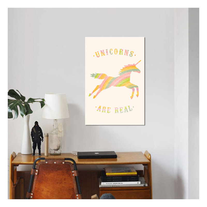 « licornes is real », impression sur toile, H 40 po x l 26 po x P 1,5 po, Toile tendue, Pas de tapis